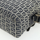 FENDI Zucchino Canvas Shoulder Bag Navy Silver Auth ki6624V-12