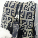 FENDI Zucchino Canvas Shoulder Bag Navy Silver Auth ki6624V-15