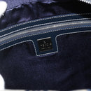 FENDI Zucchino Canvas Shoulder Bag Navy Silver Auth ki6624V-16