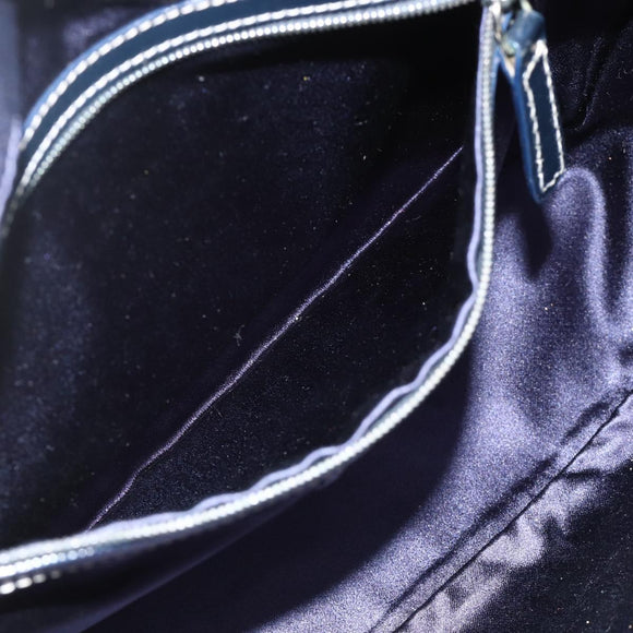 FENDI Zucchino Canvas Shoulder Bag Navy Silver Auth ki6624V