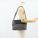 FENDI Zucchino Canvas Shoulder Bag Navy Silver Auth ki6624V-25