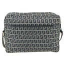 FENDI Zucchino Canvas Shoulder Bag Navy Silver Auth ki6624V-3