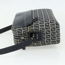 FENDI Zucchino Canvas Shoulder Bag Navy Silver Auth ki6624V-4