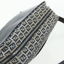 FENDI Zucchino Canvas Shoulder Bag Navy Silver Auth ki6624V-6