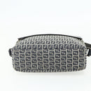FENDI Zucchino Canvas Shoulder Bag Navy Silver Auth ki6624V-9