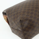 CELINE Macadam Canvas Vanity Pouch PVC Leather Brown Gold Auth ki6626A-16