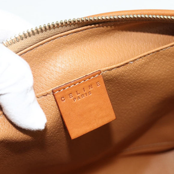 CELINE Macadam Canvas Vanity Pouch PVC Leather Brown Gold Auth ki6626A