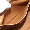 CELINE Macadam Canvas Vanity Pouch PVC Leather Brown Gold Auth ki6626A-11
