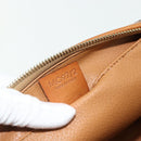 CELINE Macadam Canvas Vanity Pouch PVC Leather Brown Gold Auth ki6626A-12