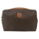 CELINE Macadam Canvas Vanity Pouch PVC Leather Brown Gold Auth ki6626A-13