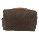 CELINE Macadam Canvas Vanity Pouch PVC Leather Brown Gold Auth ki6626A-2