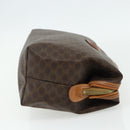 CELINE Macadam Canvas Vanity Pouch PVC Leather Brown Gold Auth ki6626A-4