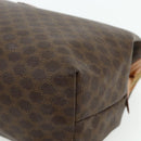 CELINE Macadam Canvas Vanity Pouch PVC Leather Brown Gold Auth ki6626A-7
