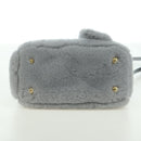 PRADA MONTONE Faux Fur Galleria Shoulder Bag Fur 2way Gray Gold Auth ki6631M-12