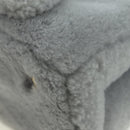 PRADA MONTONE Faux Fur Galleria Shoulder Bag Fur 2way Gray Gold Auth ki6631M-14