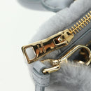PRADA MONTONE Faux Fur Galleria Shoulder Bag Fur 2way Gray Gold Auth ki6631M-19