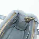 PRADA MONTONE Faux Fur Galleria Shoulder Bag Fur 2way Gray Gold Auth ki6631M-23