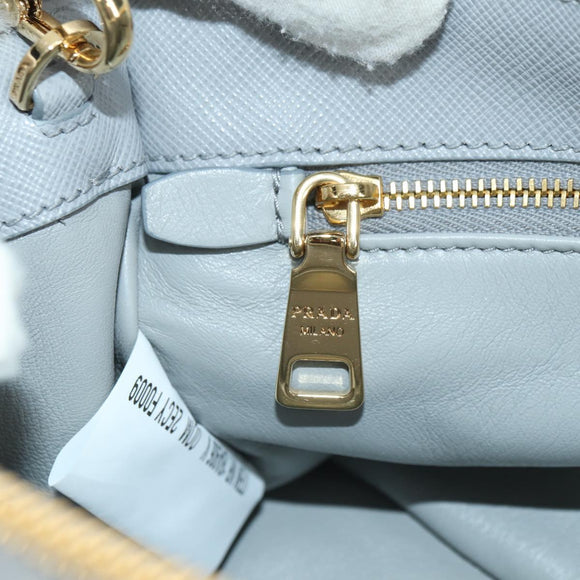 PRADA MONTONE Faux Fur Galleria Shoulder Bag Fur 2way Gray Gold Auth ki6631M