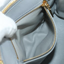 PRADA MONTONE Faux Fur Galleria Shoulder Bag Fur 2way Gray Gold Auth ki6631M-26