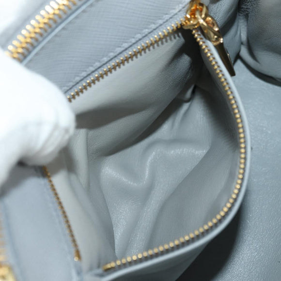 PRADA MONTONE Faux Fur Galleria Shoulder Bag Fur 2way Gray Gold Auth ki6631M
