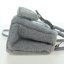 PRADA MONTONE Faux Fur Galleria Shoulder Bag Fur 2way Gray Gold Auth ki6631M-5