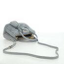 PRADA MONTONE Faux Fur Galleria Shoulder Bag Fur 2way Gray Gold Auth ki6631M-9