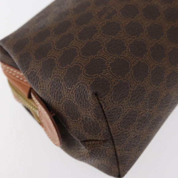 CELINE Macadam Canvas Pouch PVC Leather Brown Gold Auth ki6632A