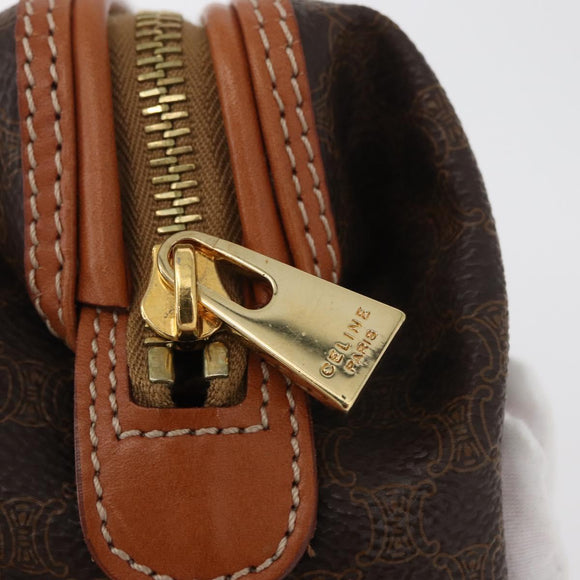 CELINE Macadam Canvas Pouch PVC Leather Brown Gold Auth ki6632A