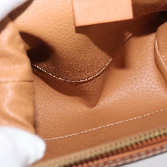 CELINE Macadam Canvas Pouch PVC Leather Brown Gold Auth ki6632A