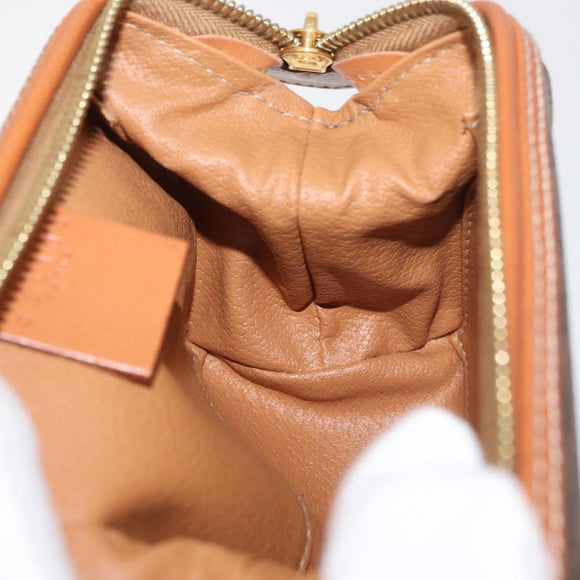 CELINE Macadam Canvas Pouch PVC Leather Brown Gold Auth ki6632A
