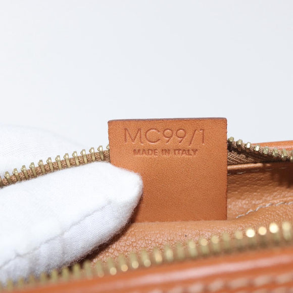 CELINE Macadam Canvas Pouch PVC Leather Brown Gold Auth ki6632A