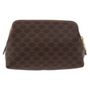 CELINE Macadam Canvas Pouch PVC Leather Brown Gold Auth ki6632A-3