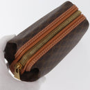 CELINE Macadam Canvas Pouch PVC Leather Brown Gold Auth ki6632A-6