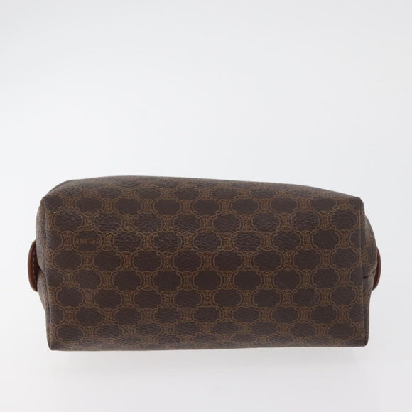 CELINE Macadam Canvas Pouch PVC Leather Brown Gold Auth ki6632A