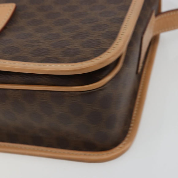 CELINE Macadam Canvas Shoulder Bag PVC Leather Brown Gold Auth ki6633A