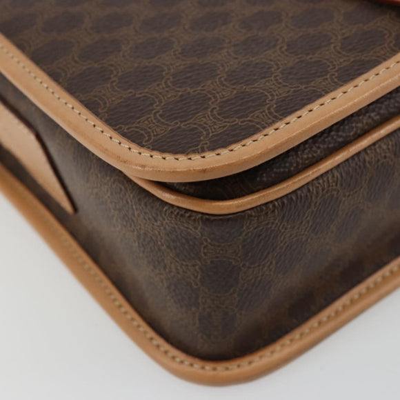 CELINE Macadam Canvas Shoulder Bag PVC Leather Brown Gold Auth ki6633A