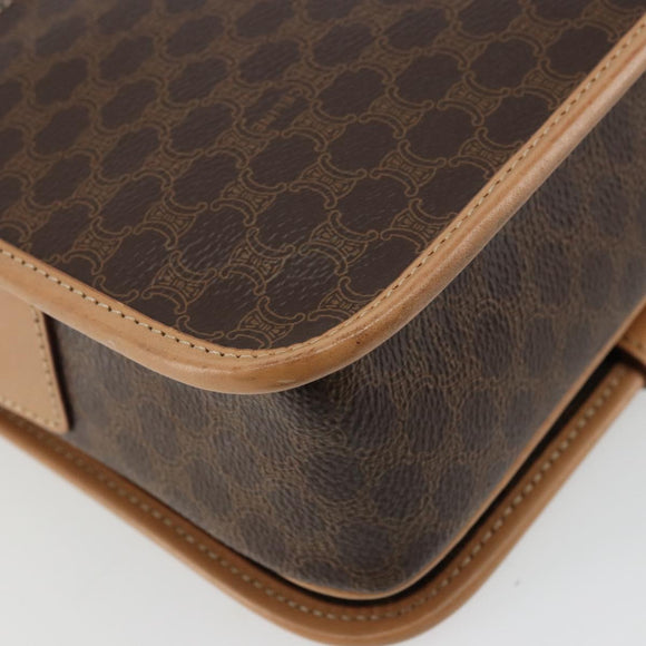 CELINE Macadam Canvas Shoulder Bag PVC Leather Brown Gold Auth ki6633A