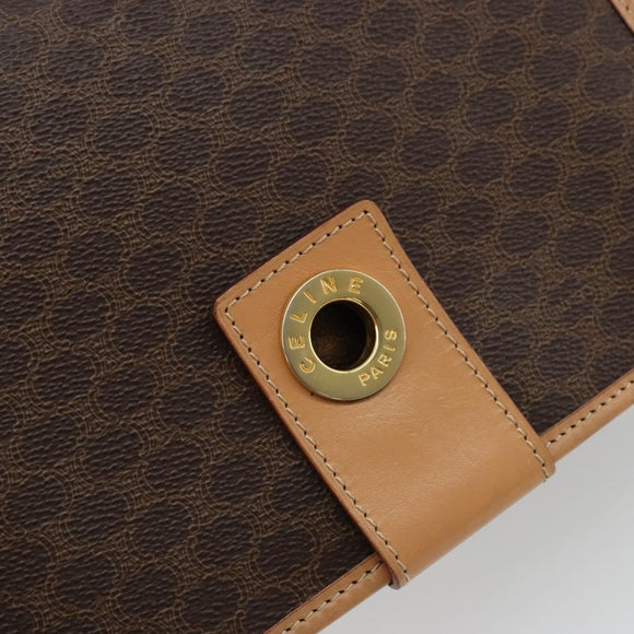 CELINE Macadam Canvas Shoulder Bag PVC Leather Brown Gold Auth ki6633A