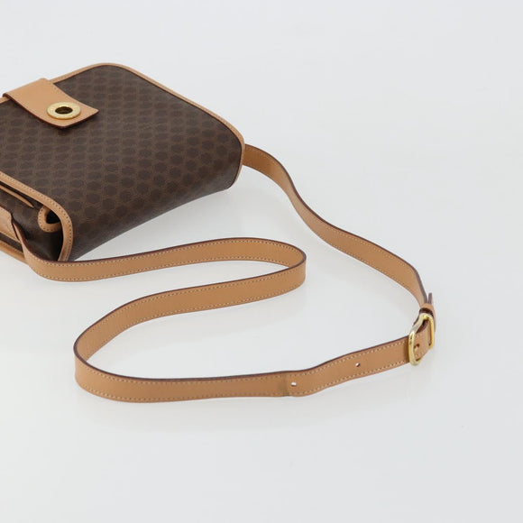 CELINE Macadam Canvas Shoulder Bag PVC Leather Brown Gold Auth ki6633A
