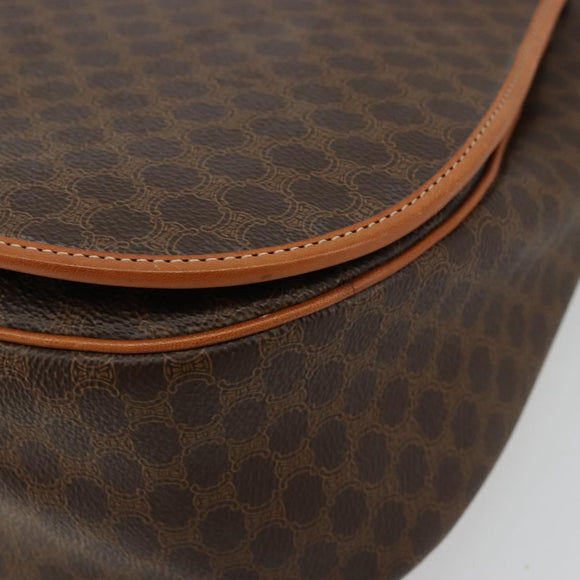 CELINE Macadam Canvas Shoulder Bag PVC Leather Brown Gold Auth ki6634A