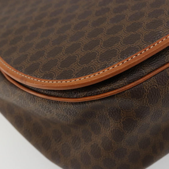 CELINE Macadam Canvas Shoulder Bag PVC Leather Brown Gold Auth ki6634A