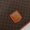 CELINE Macadam Canvas Shoulder Bag PVC Leather Brown Gold Auth ki6634A-14