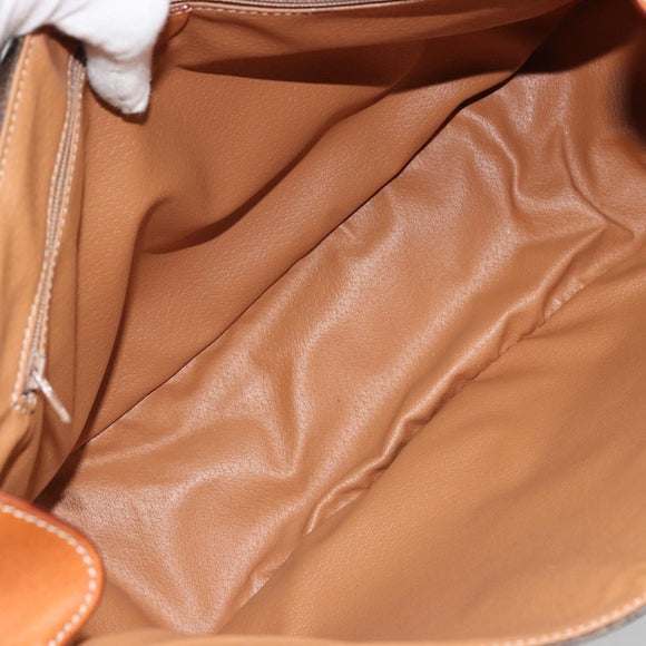 CELINE Macadam Canvas Shoulder Bag PVC Leather Brown Gold Auth ki6634A