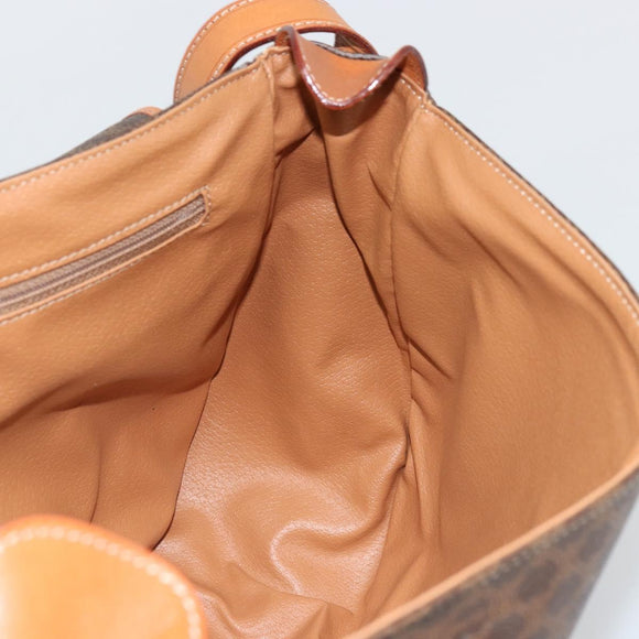 CELINE Macadam Canvas Shoulder Bag PVC Leather Brown Gold Auth ki6634A