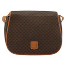 CELINE Macadam Canvas Shoulder Bag PVC Leather Brown Gold Auth ki6634A-2