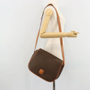 CELINE Macadam Canvas Shoulder Bag PVC Leather Brown Gold Auth ki6634A-22
