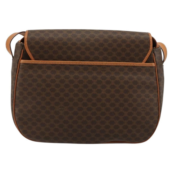 CELINE Macadam Canvas Shoulder Bag PVC Leather Brown Gold Auth ki6634A
