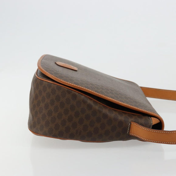 CELINE Macadam Canvas Shoulder Bag PVC Leather Brown Gold Auth ki6634A