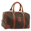 CELINE Macadam Canvas Boston Bag PVC Leather Brown Gold Auth ki6639A-1