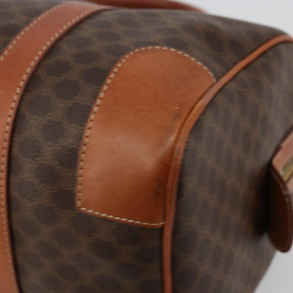 CELINE Macadam Canvas Boston Bag PVC Leather Brown Gold Auth ki6639A